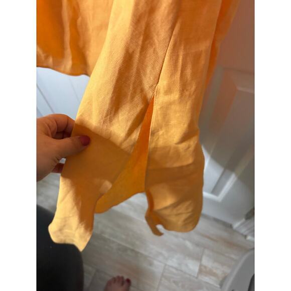 Labeca orange linen midi dress size m/l - Picture 8 of 9